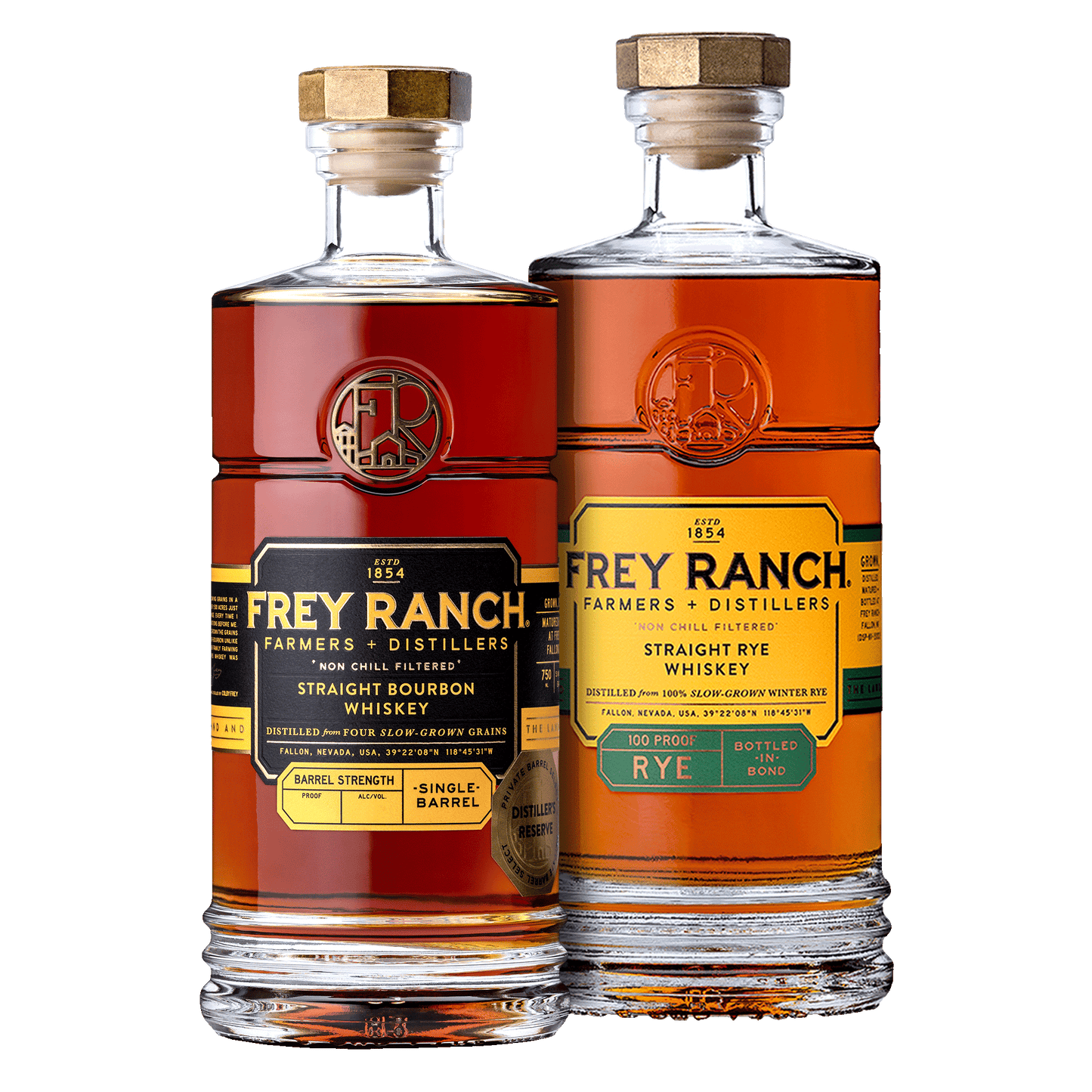 Frey Ranch Single Barrel Bourbon #3090 + Bottled in Bond Rye