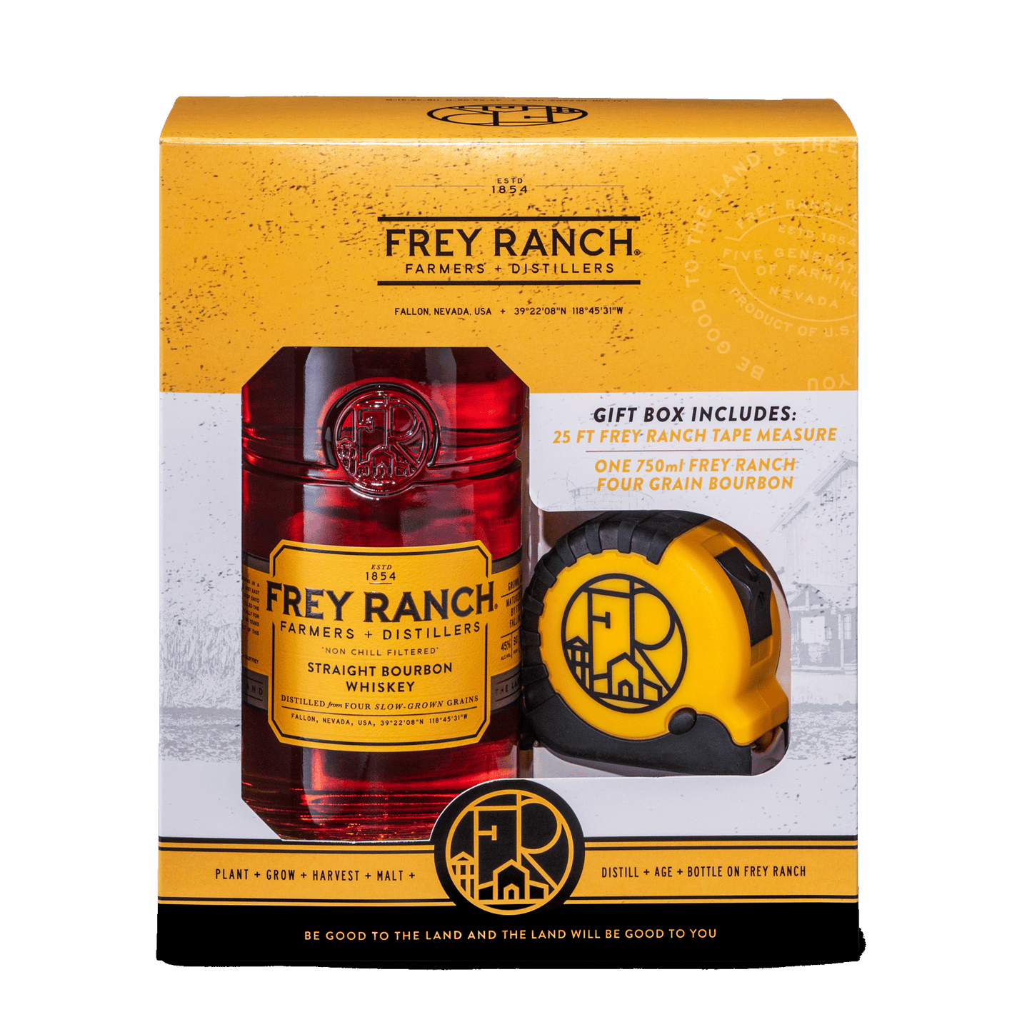 Four Grain Straight Bourbon Gift Set + 25 ft Tape Measuring Tape